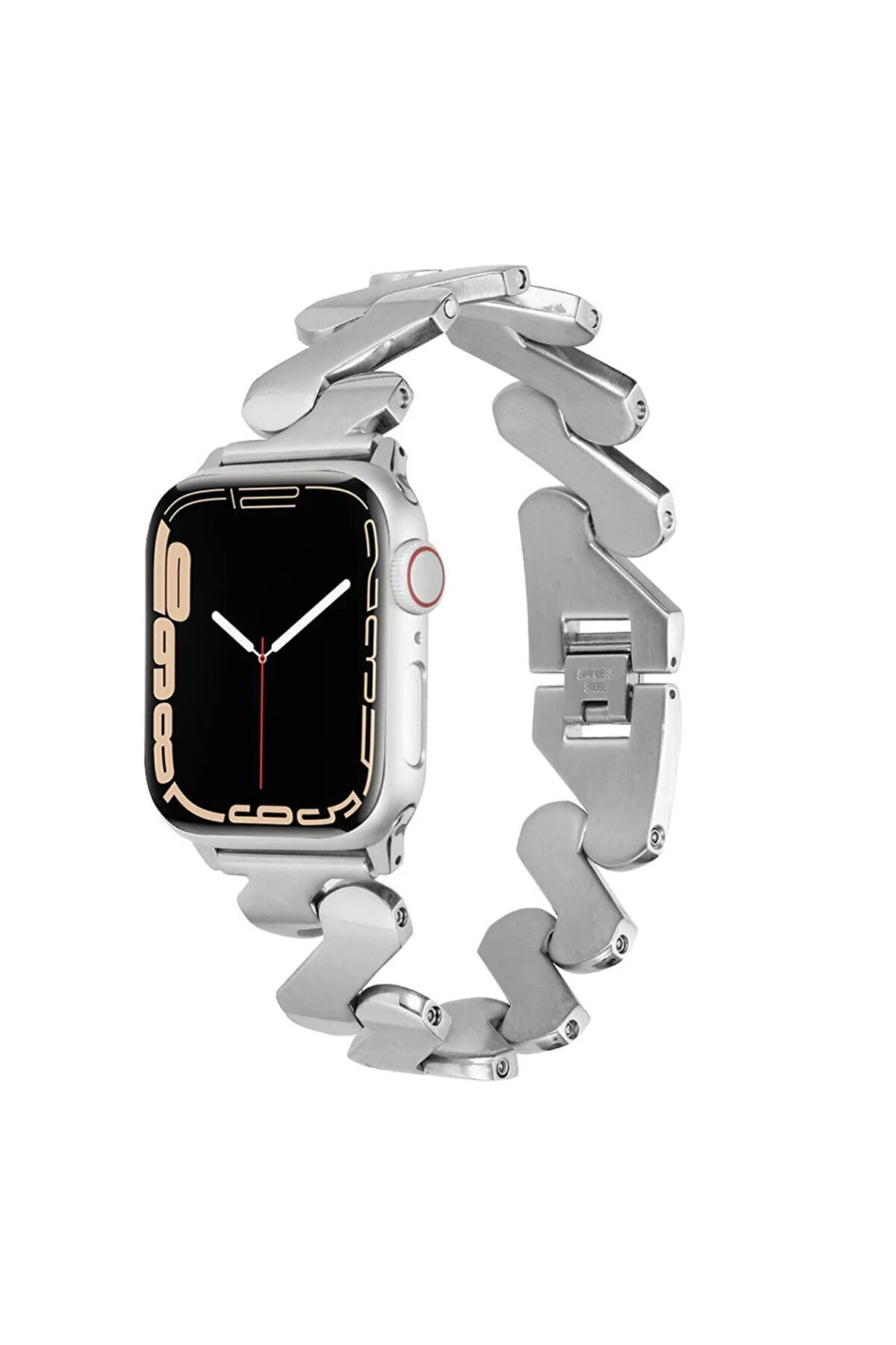 Apple Watch 7 41mm Kordon Uyumlu Krd-80 Metal Strap Kayış Gold