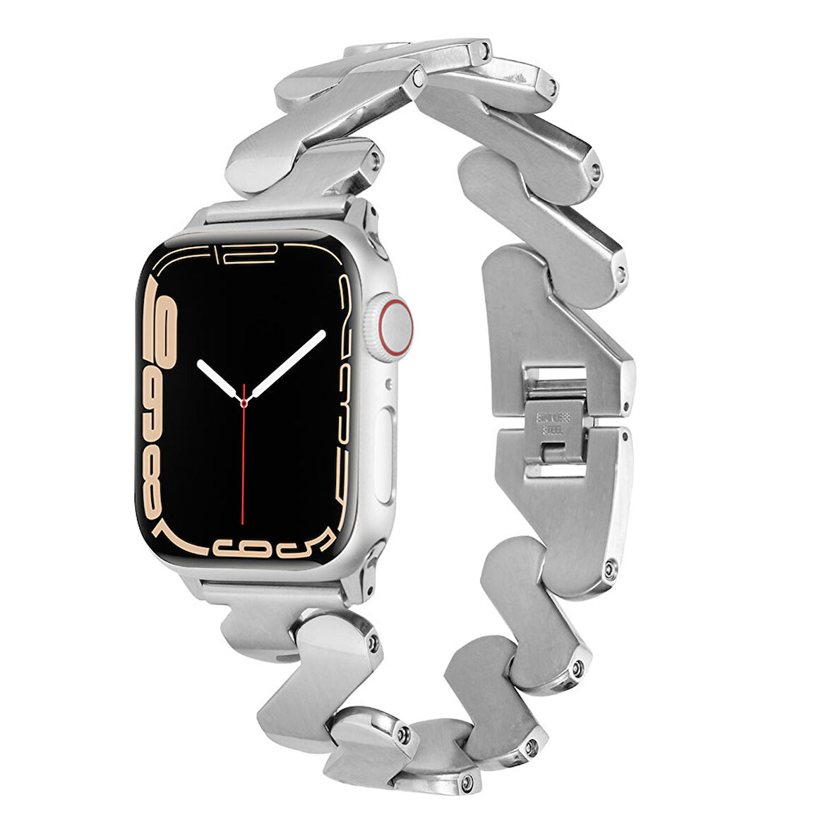​​​Watch Ultra 49mm Kordon Uyumlu KRD-80 Metal Strap Kayış CLO- Gümüş
