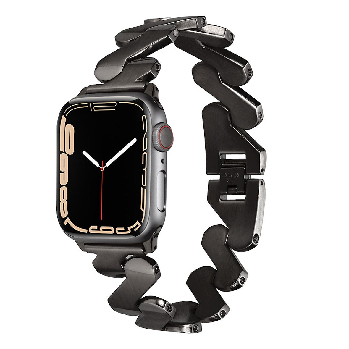 ​​​Watch 44mm Kordon Uyumlu KRD-80 Metal Strap Kayış CLO- Siyah