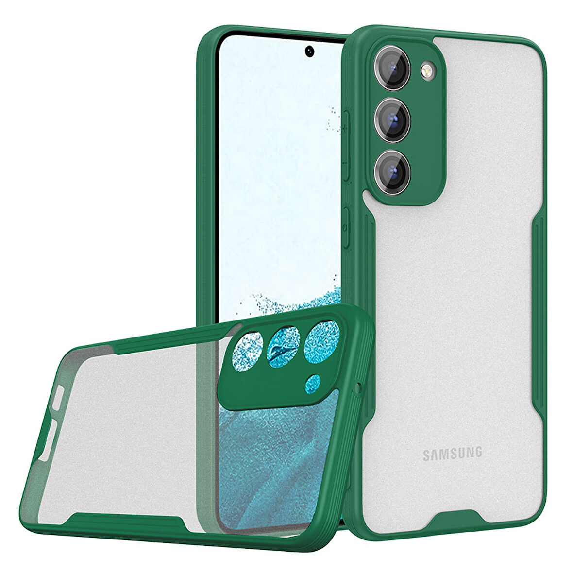 Galaxy S23 Uyumlu Zore Parfe Kılıf-Koyu Yeşil