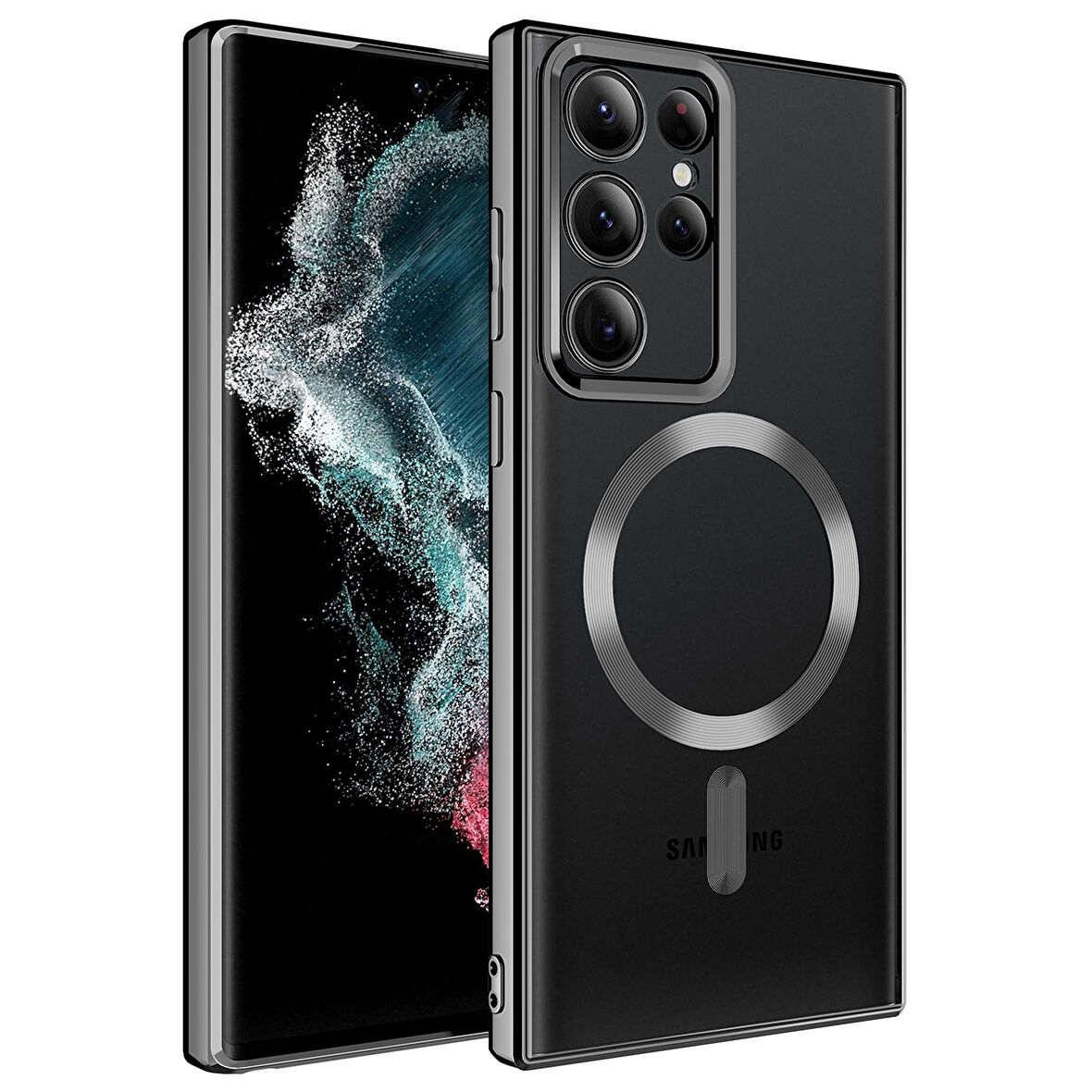 Galaxy S22 Ultra Uyumlu Magsafe Wireless Şarj Özellikli Zore Setro Silikon-Siyah