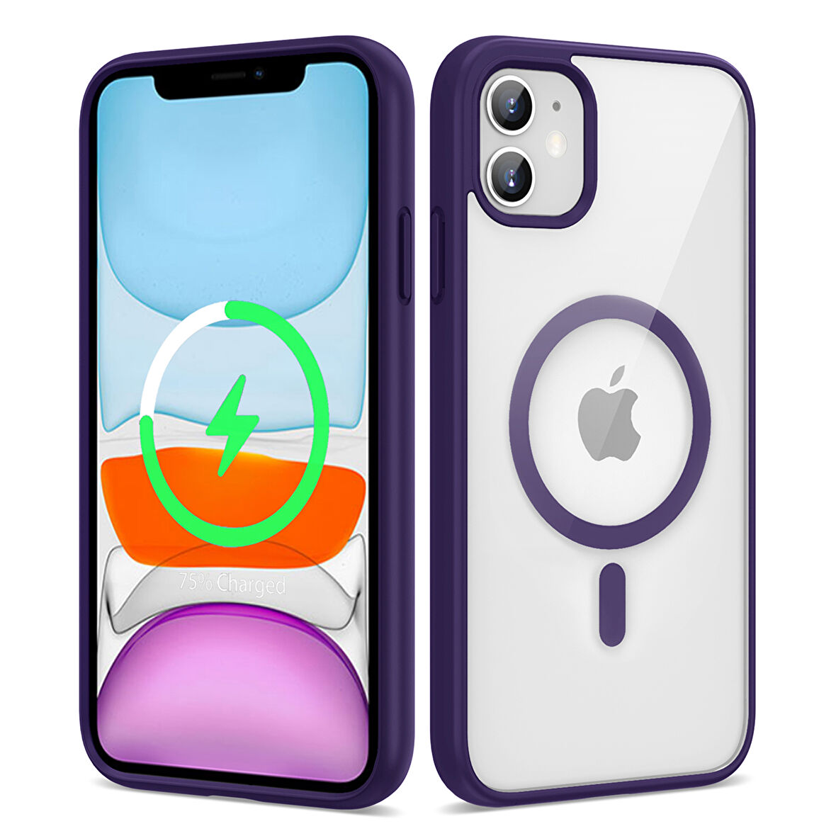 iPhone 12 Uyumlu Magsafe Wireless Şarj Özellikli Silikon Zore Ege Kılıf-Derin Mor