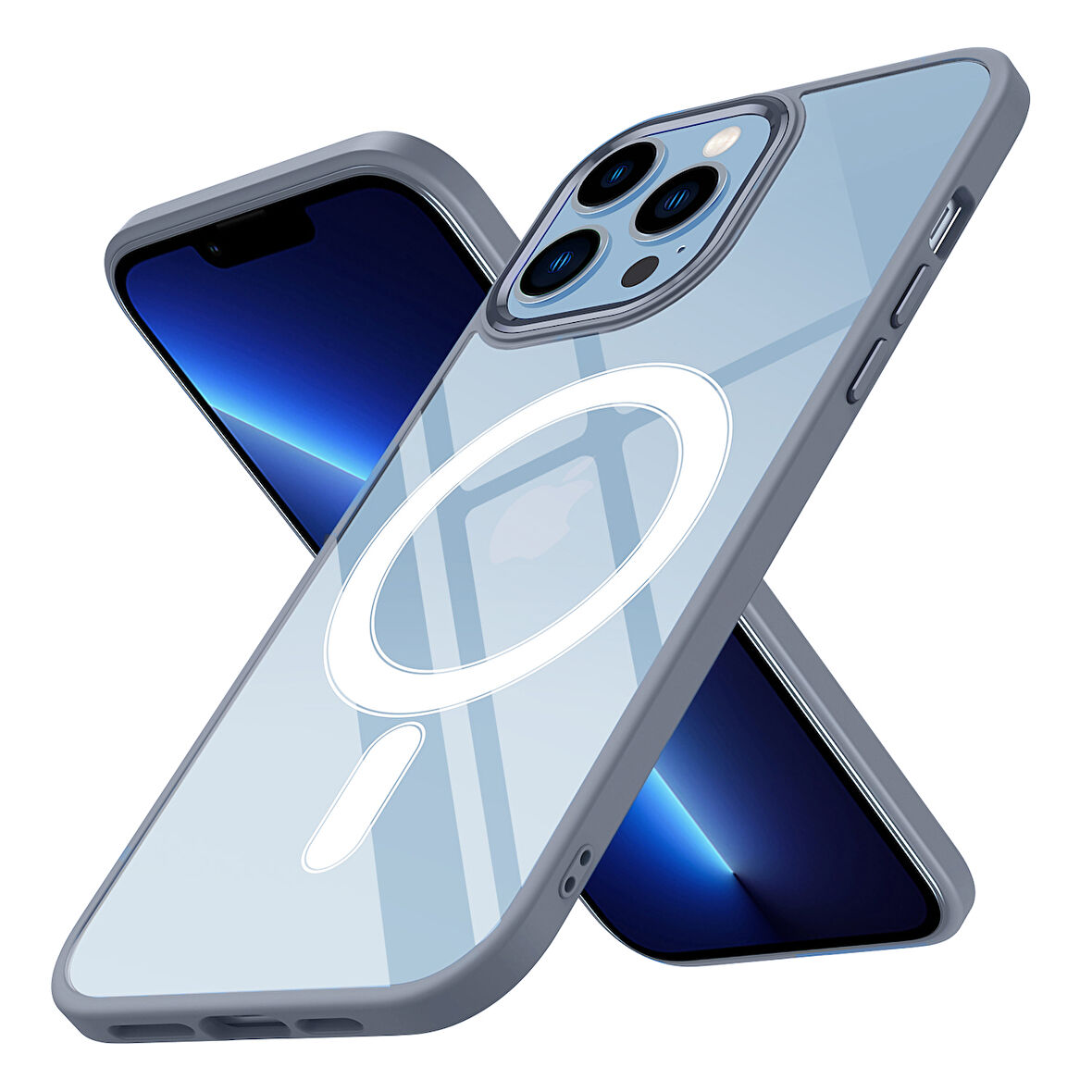 iPhone 12 Pro Kılıf Wireless Şarj Özellikli Krom Magsafe Silikon Kapak