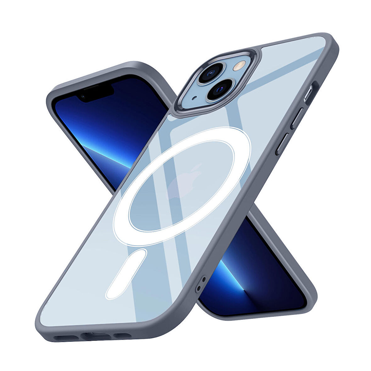 iPhone 14 Kılıf Wireless Şarj Özellikli Krom Magsafe Silikon Kapak