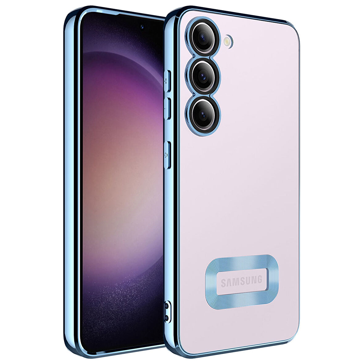 Galaxy S23 Uyumlu Kamera Korumalı Logo Gösteren Zore Omega Kılıf-Sierra Mavi