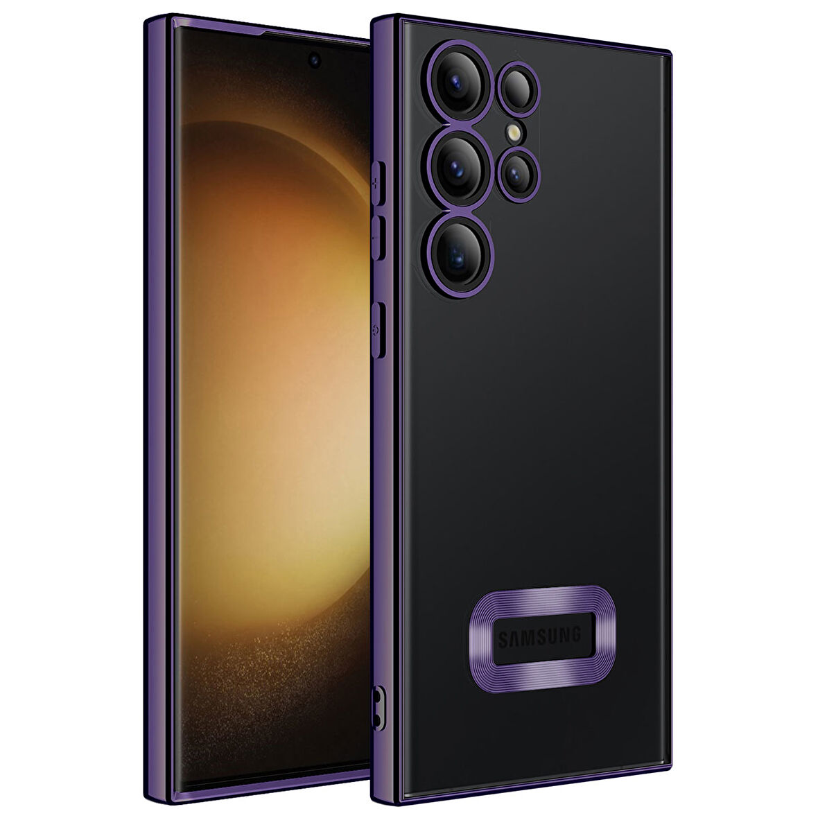 Samsung Galaxy S23 Ultra Kılıf Kamera Korumalı Logo Gösteren Omega Kapak