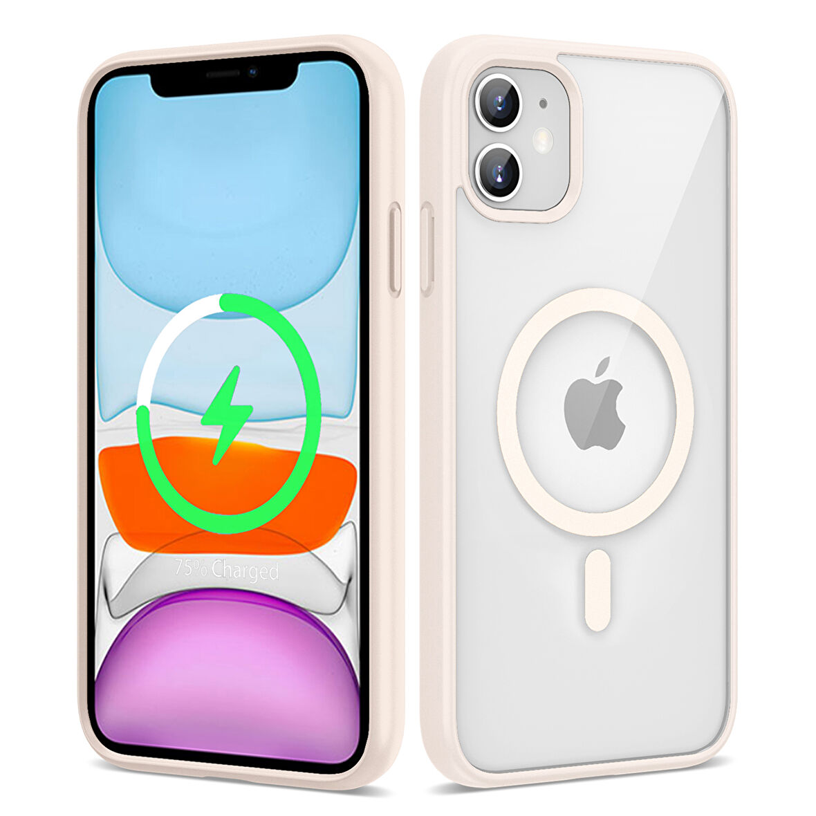 iPhone 11 Uyumlu Magsafe Wireless Şarj Özellikli Silikon Zore Ege Kılıf-Pembe