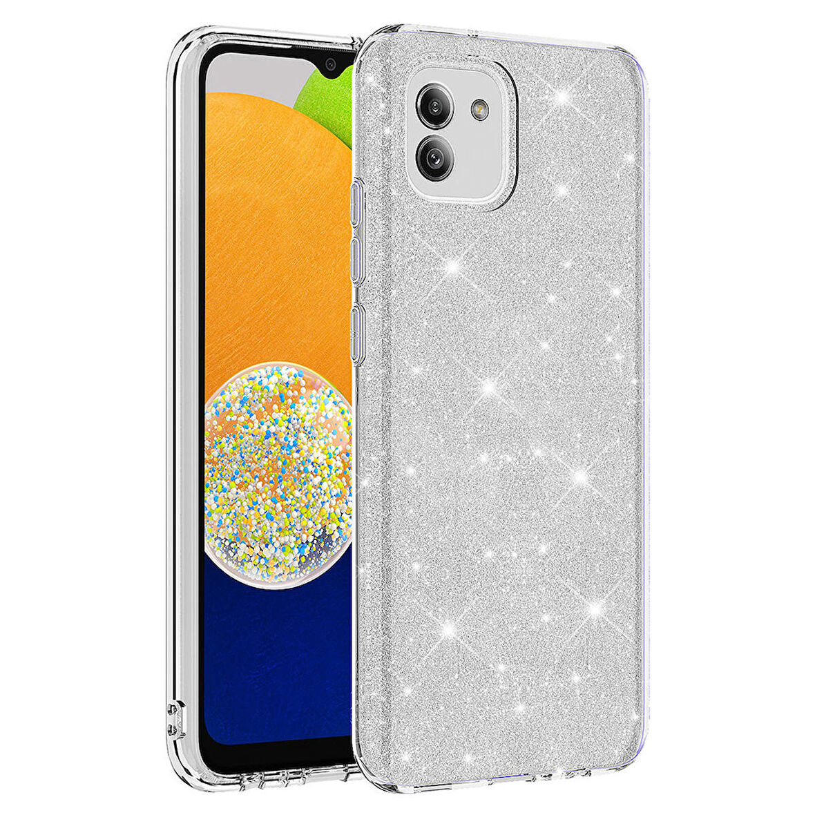 Galaxy A03 Uyumlu Zore Shining Silikon-Gümüş