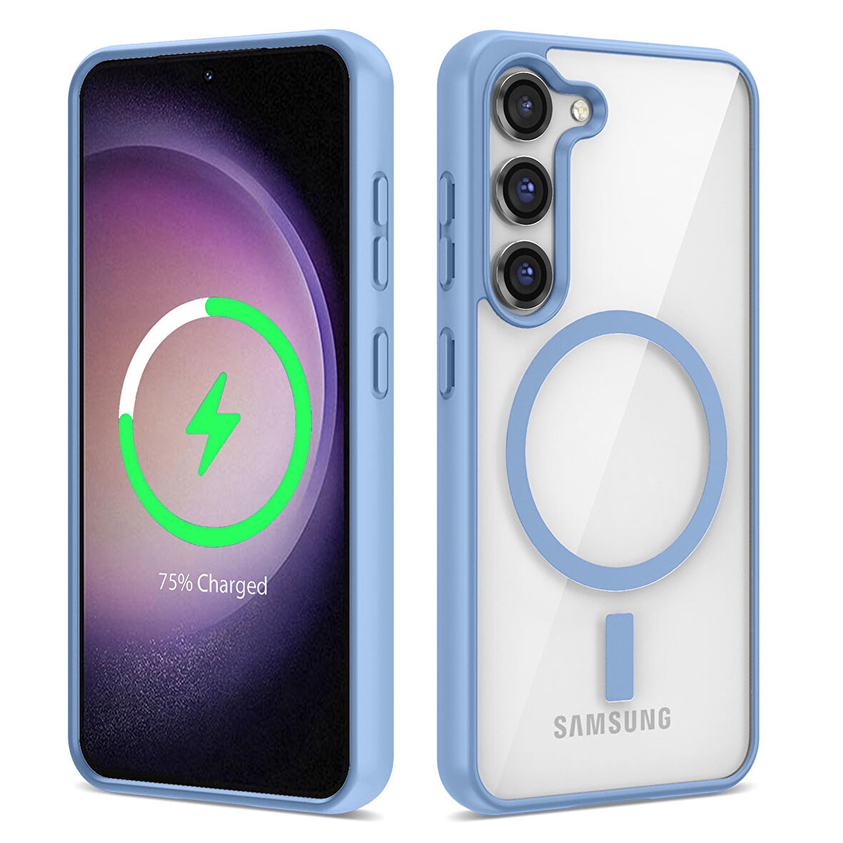 Galaxy S22 Uyumlu Magsafe Wireless Şarj Özellikli Silikon Zore Ege Kılıf-Mavi