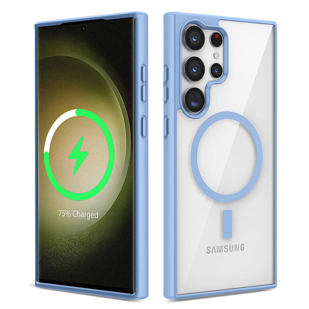 Galaxy S23 Ultra Uyumlu Magsafe Wireless Şarj Özellikli Silikon Zore Ege Kılıf-Mavi