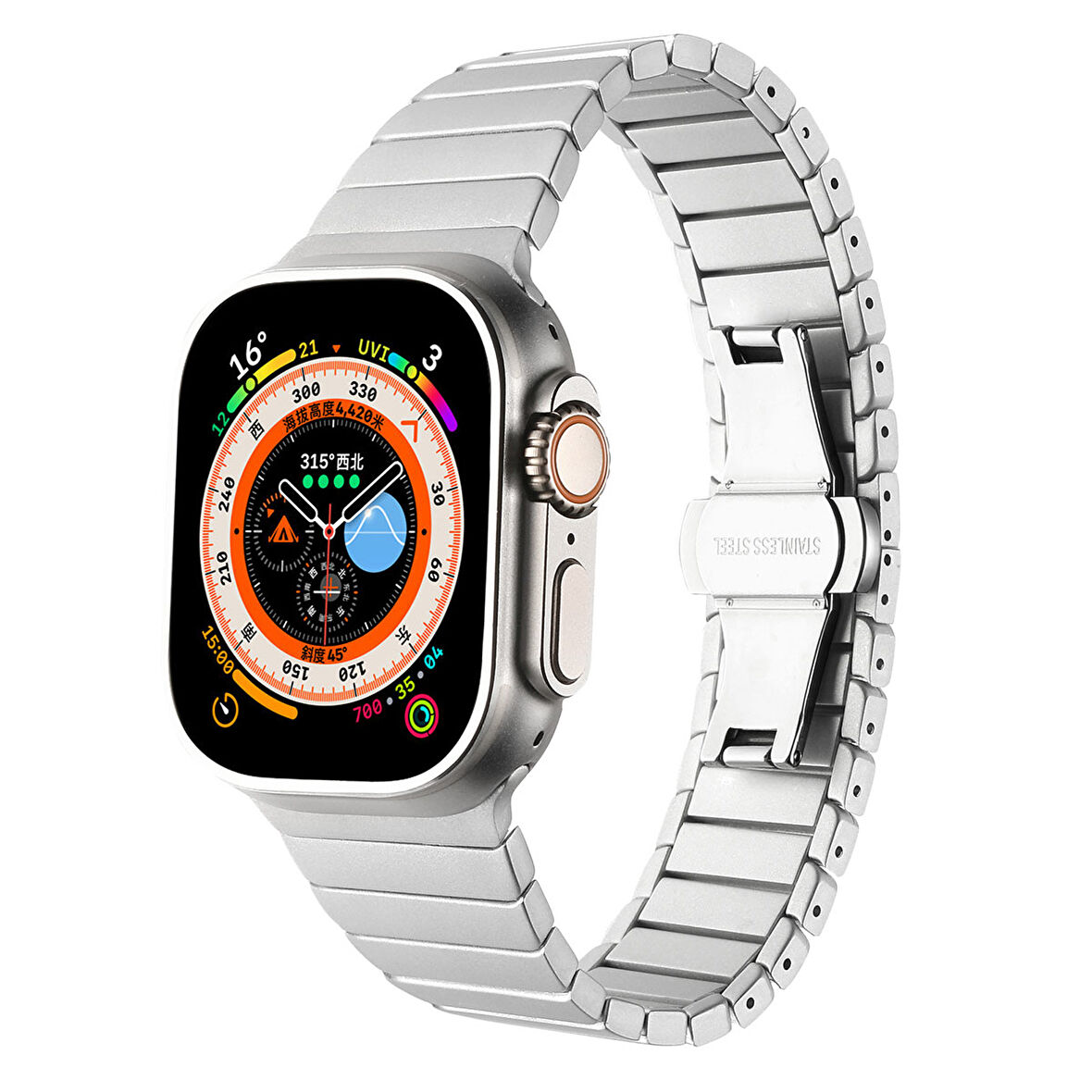 ​​​Watch 38mm Kordon Uyumlu KRD-79 Metal Strap Kayış CLO- Gümüş