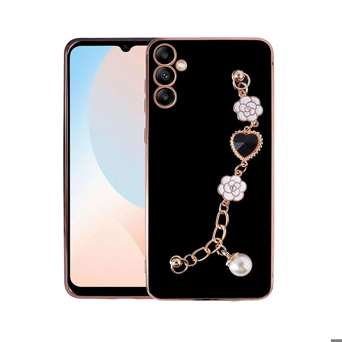Galaxy A24 Uyumlu El Tutamaçlı Kamera Korumalı Zore Taka Silikon Kapak-Siyah
