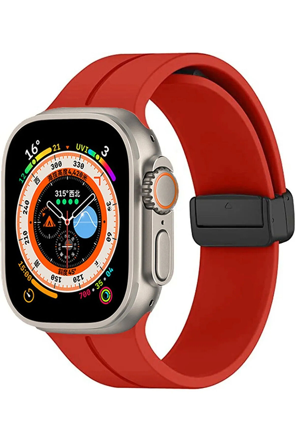 Apple Watch Ultra 49mm Uyumlu Krd-84 Uyumlu Kordon-kırmızı