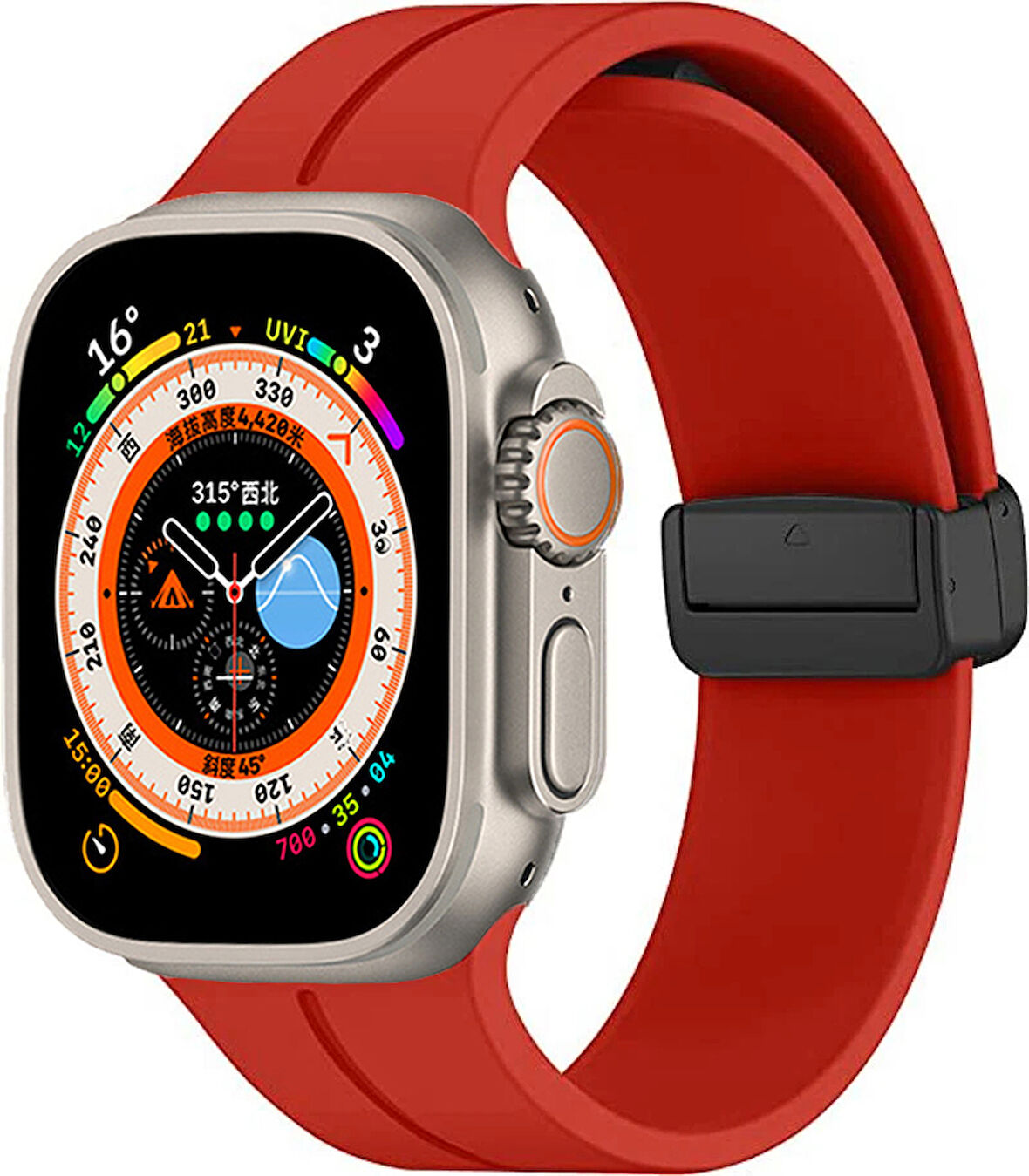 Watch Ultra 49mm Uyumlu KRD-84 Uyumlu Zore Kordon-Kırmızı
