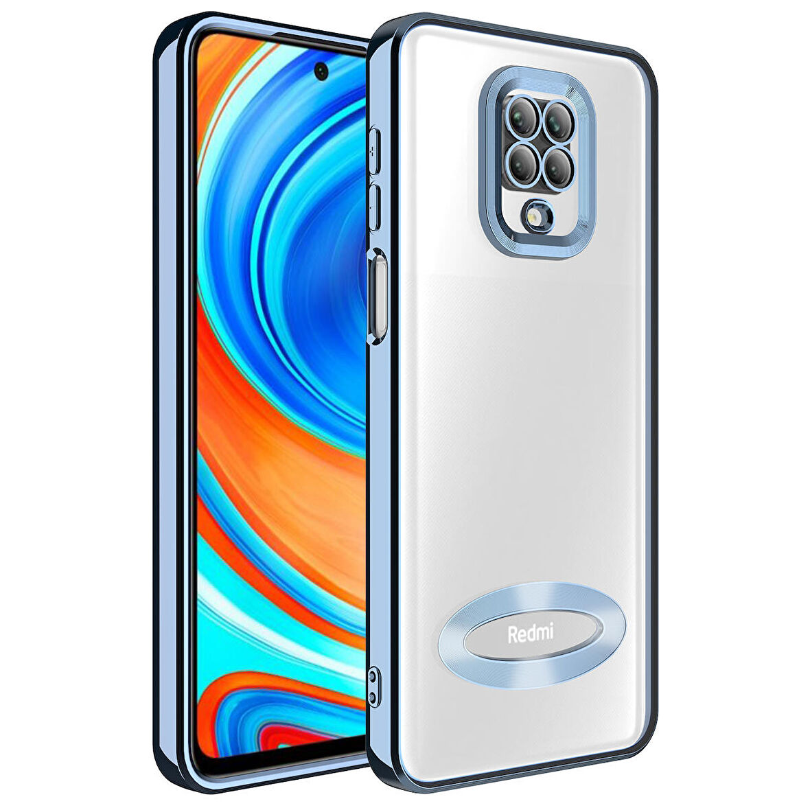 Xiaomi Redmi Note 9 Pro Logo Detaylı Kenarları Renkli Kamera Korumalı Luxury Omega Kılıf