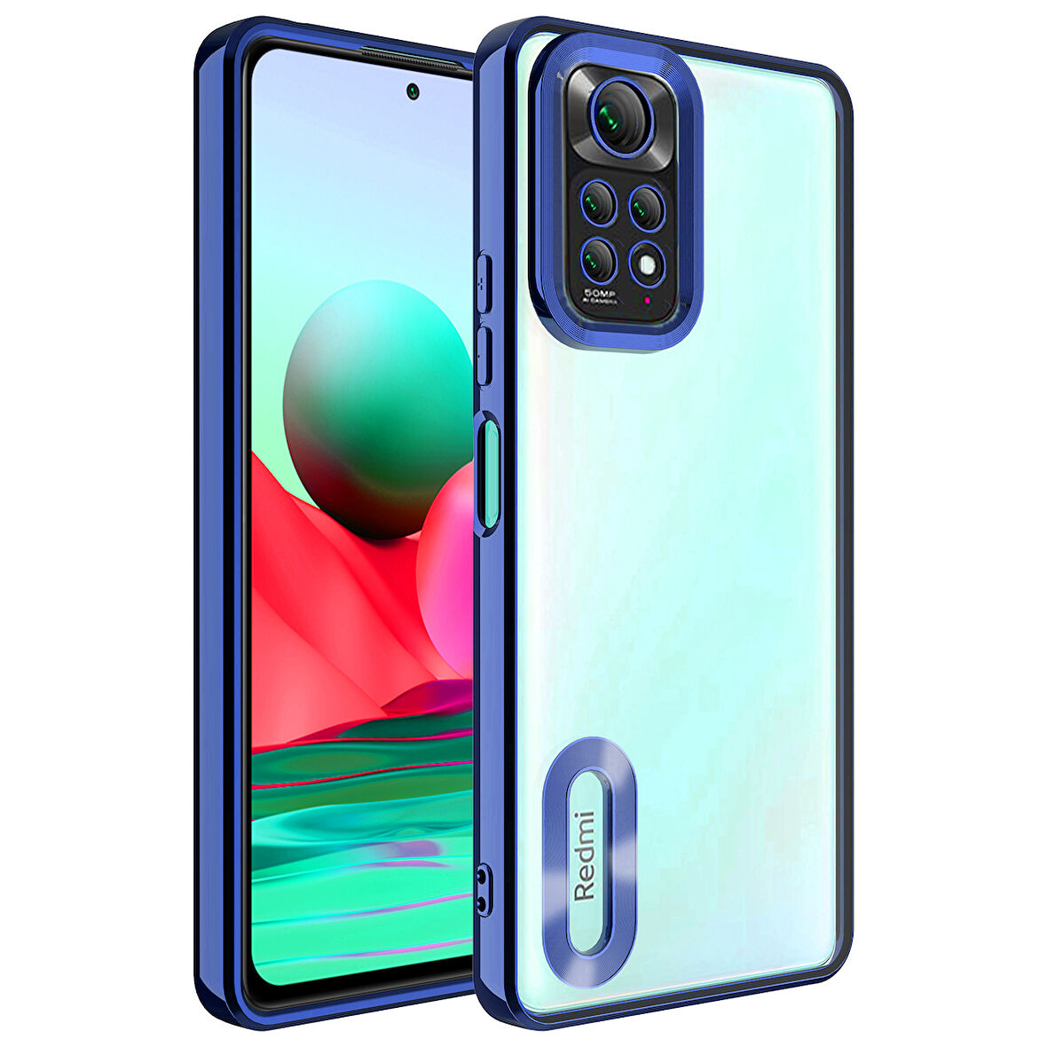 Xiaomi Redmi Note 11 Global Kılıf Kamera Korumalı Logo Gösteren Omega Kapak