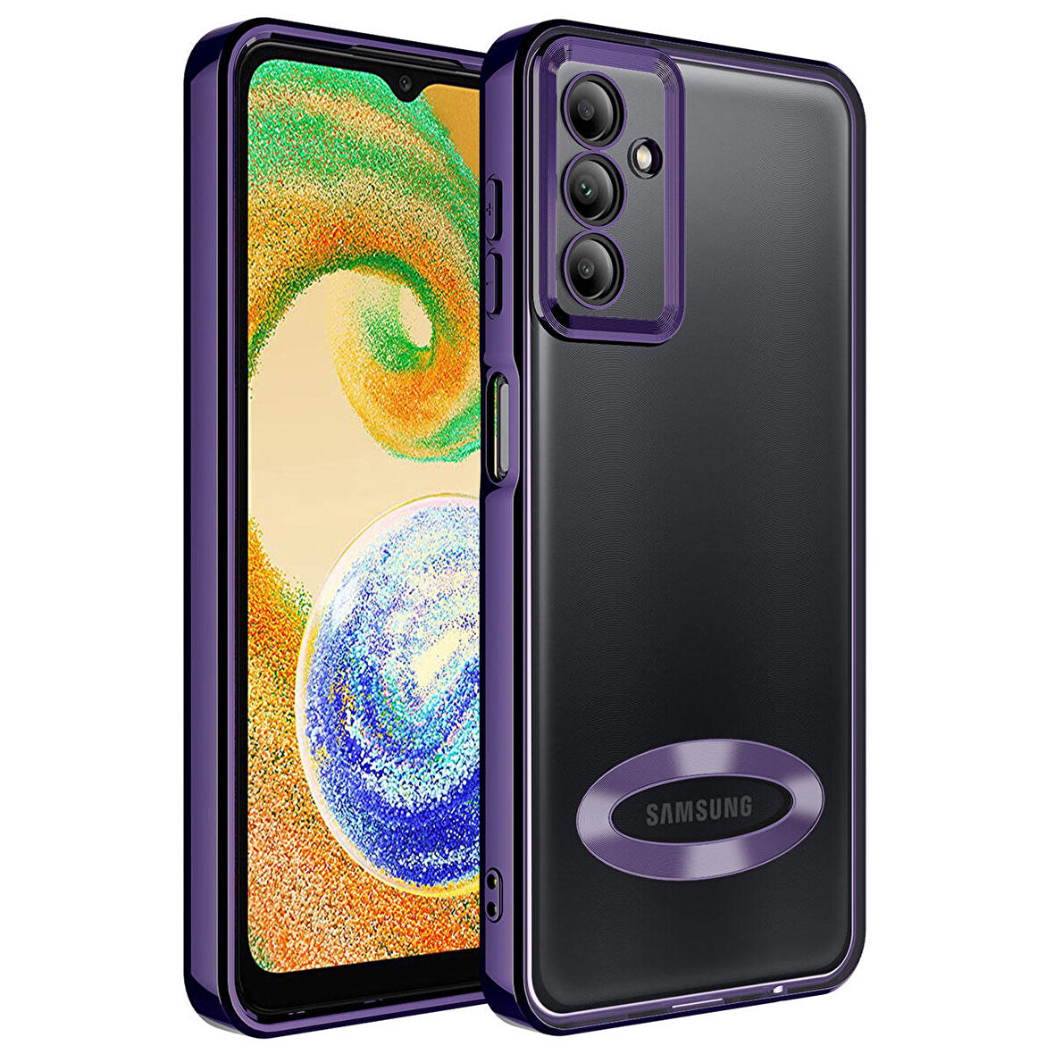 Galaxy A34 Uyumlu Kamera Korumalı Logo Gösteren Zore Omega Kapak-Derin Mor