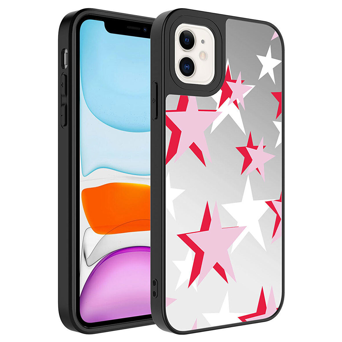 iPhone 11 Uyumlu Aynalı Desenli Kamera Korumalı Parlak Zore Mirror Kapak-Yıldız