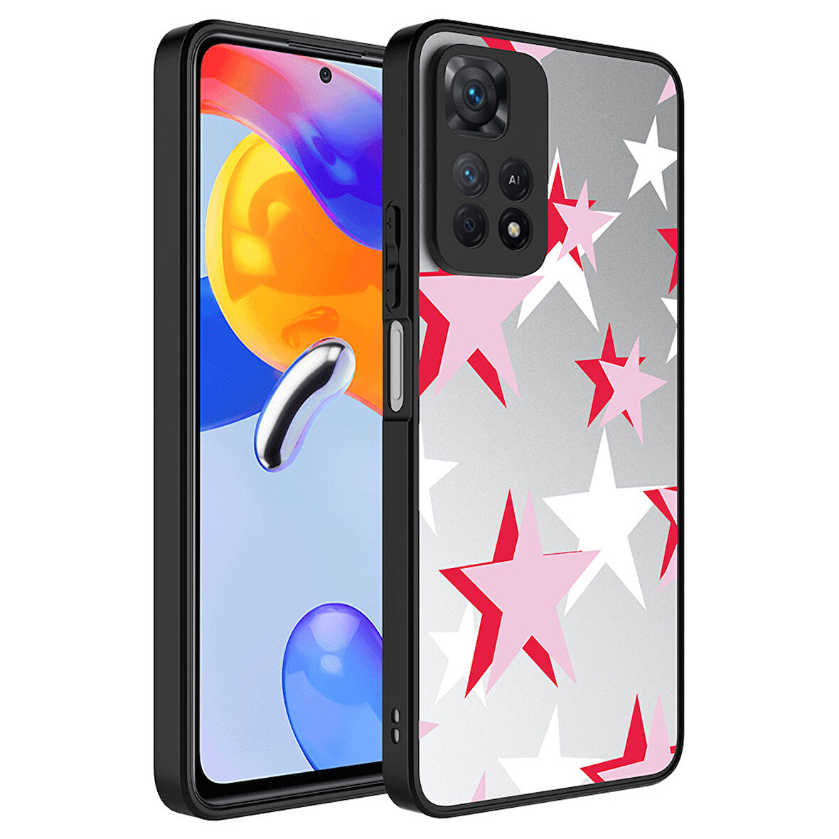 Xiaomi Redmi Note 11 Pro 5G Kılıf Aynalı Desenli Kamera Korumalı Parlak Zore Mirror Kapak-Yıldız