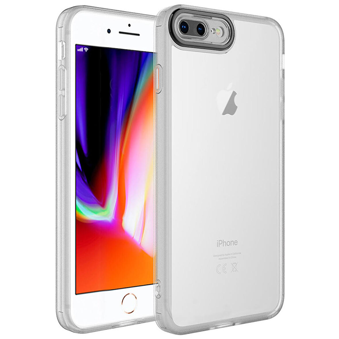 iPhone 8 Plus Uyumlu Kamera Korumalı Transparan Zore Post Kapak-Renksiz
