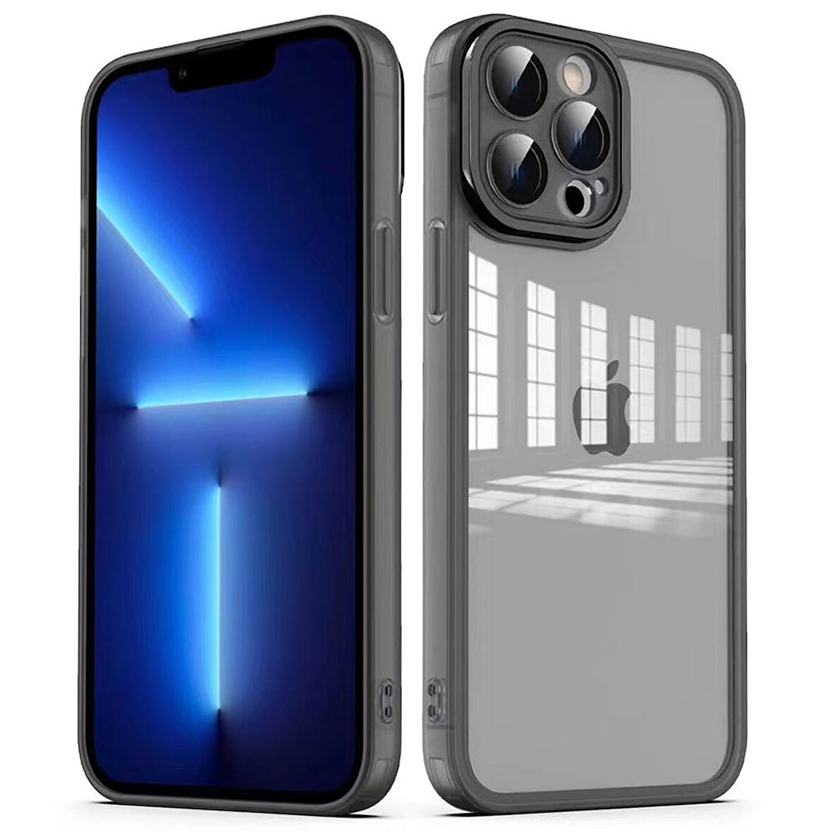 iPhone 12 Pro Max Uyumlu Kamera Korumalı Transparan Zore Post Kılıf-Siyah