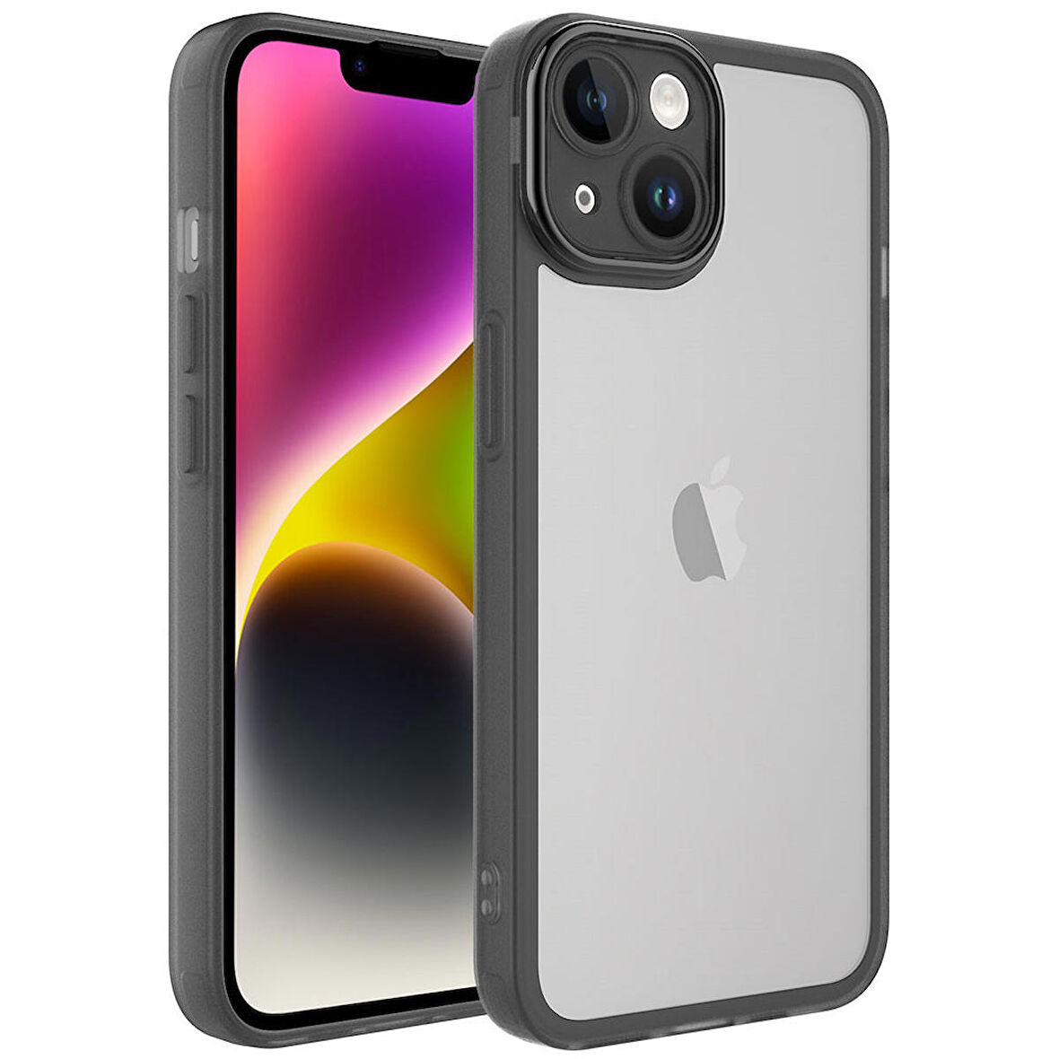 iPhone 14 Plus Uyumlu Kamera Korumalı Transparan Zore Post Kapak-Siyah