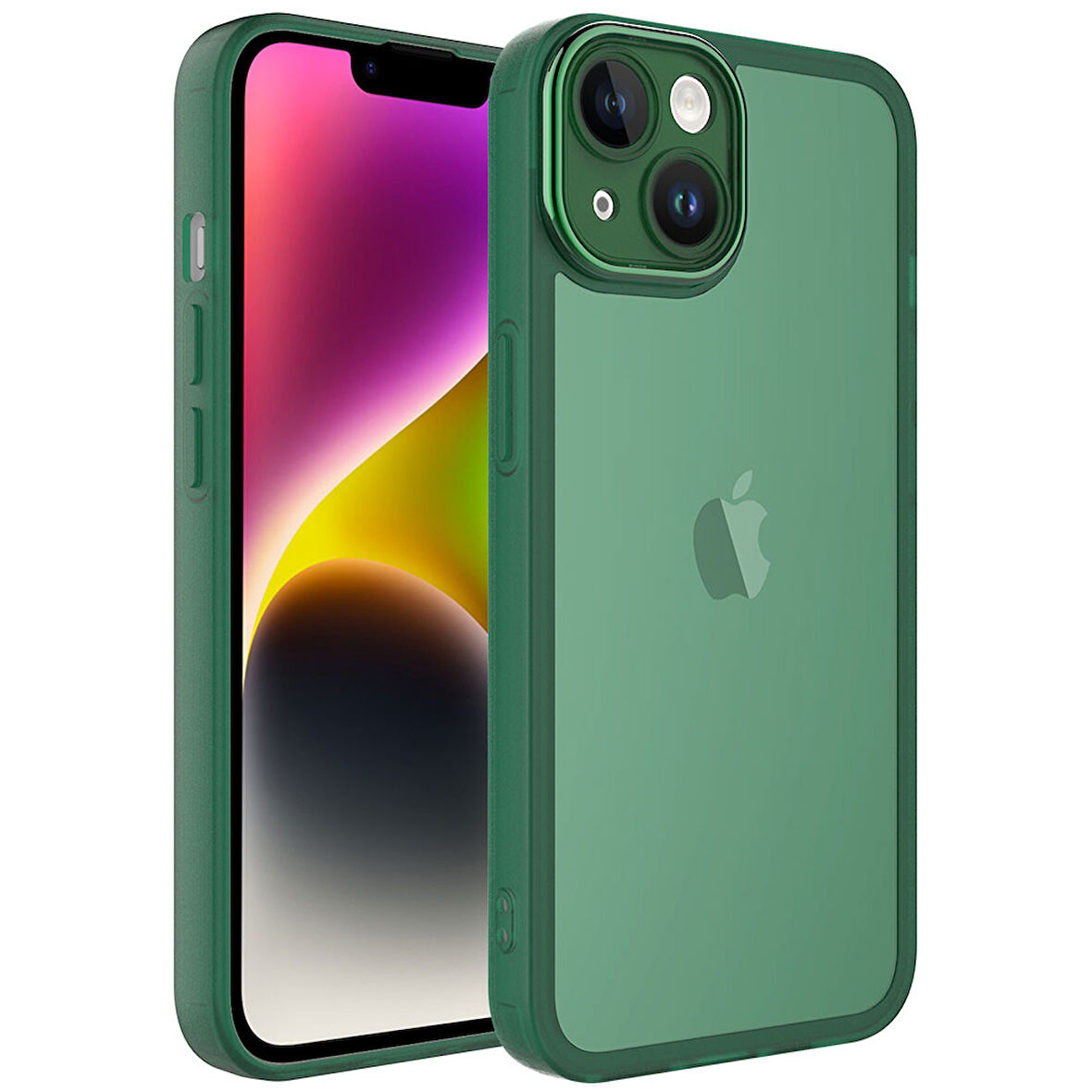 iPhone 14 Plus Uyumlu Kamera Korumalı Transparan Zore Post Kılıf-Koyu Yeşil