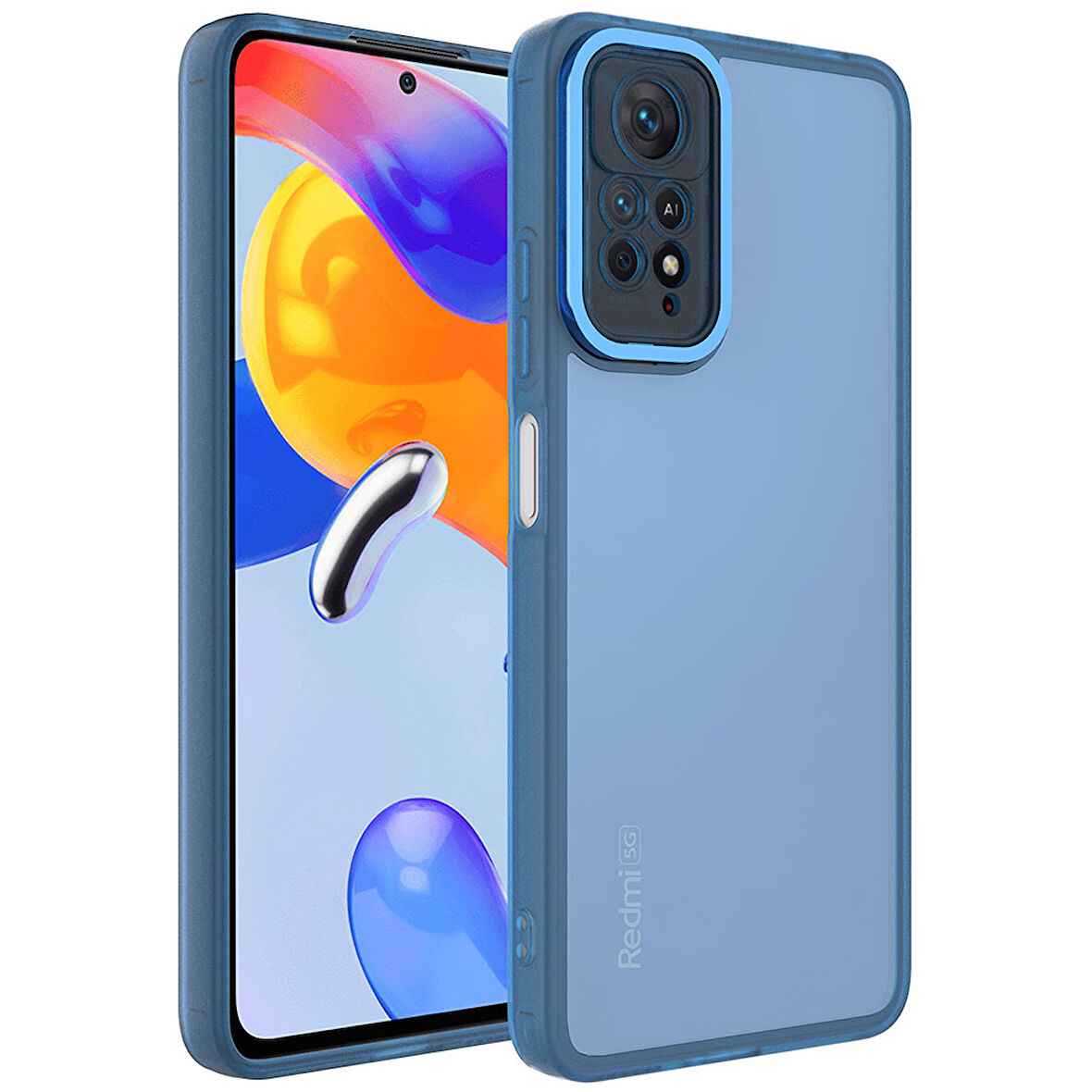 Xiaomi Redmi Note 11 Pro 5G Kılıf Kamera Korumalı Transparan Zore Post Kapak-Mavi