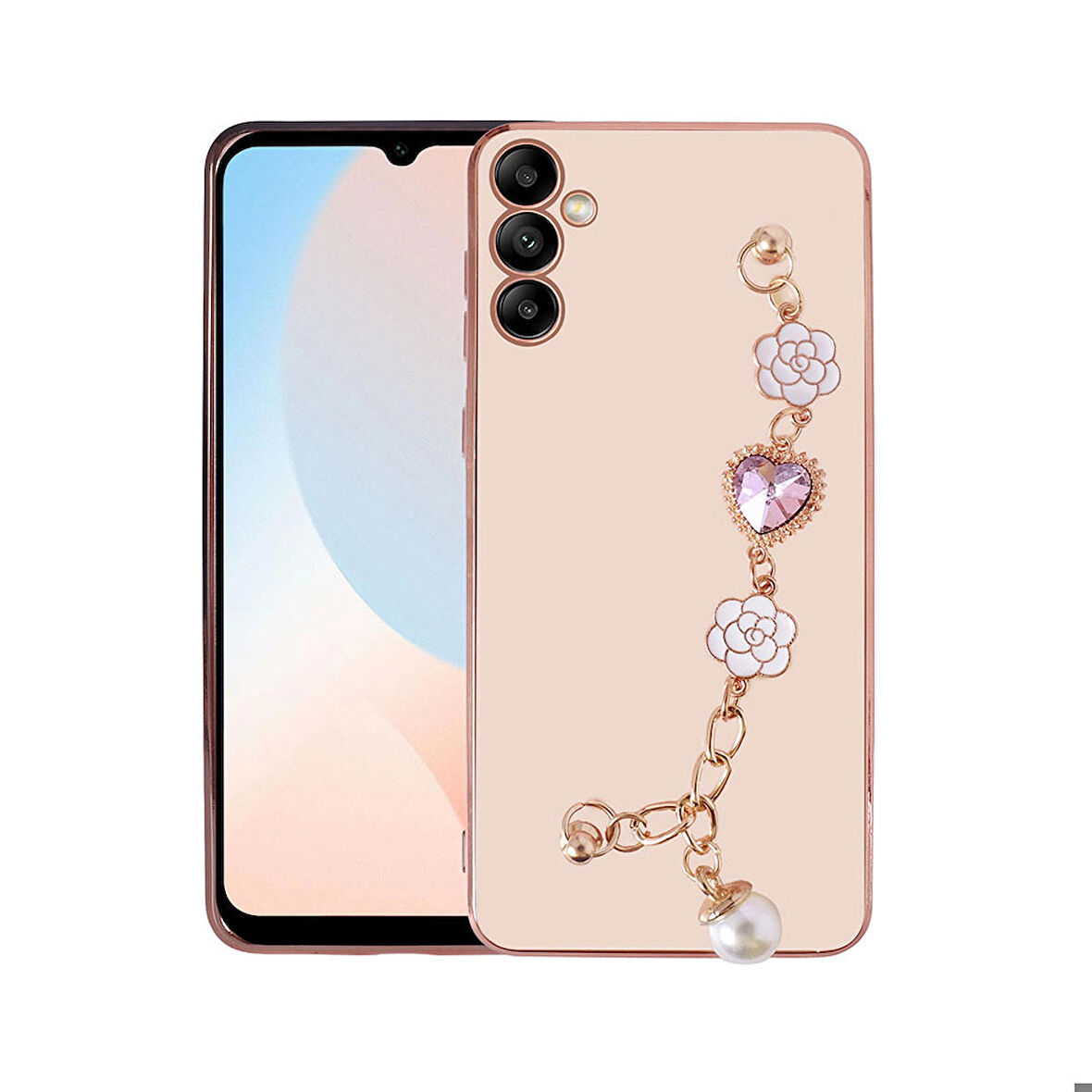 Galaxy A54 Uyumlu El Tutamaçlı Kamera Korumalı Zore Taka Silikon Kapak-Pembe