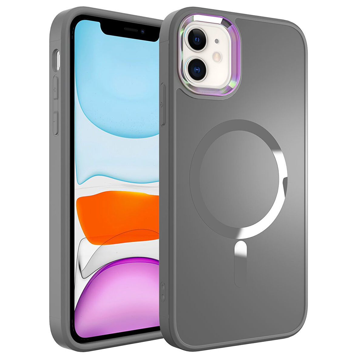 iPhone 11 Uyumlu Magsafe Wireless Şarj Özellikli Zore Stil Kılıf-Siyah