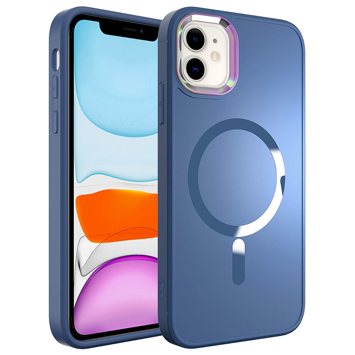 iPhone 11 Uyumlu Magsafe Wireless Şarj Özellikli Zore Stil Kılıf-Sierra Mavi