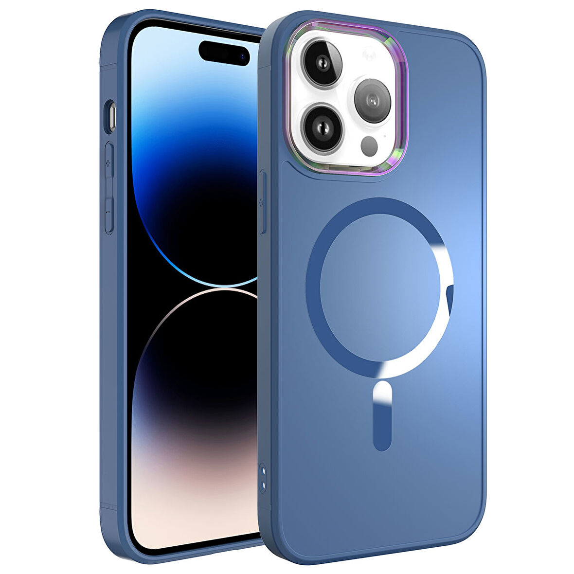 iPhone 14 Pro Max Uyumlu Magsafe Wireless Şarj Özellikli Zore Stil Kılıf-Sierra Mavi