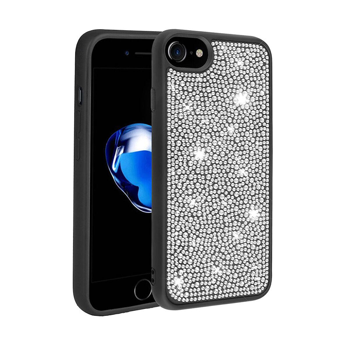iPhone 7 Kılıf Parlak Taşlı Tasarım Zore Ston Kapak -88982