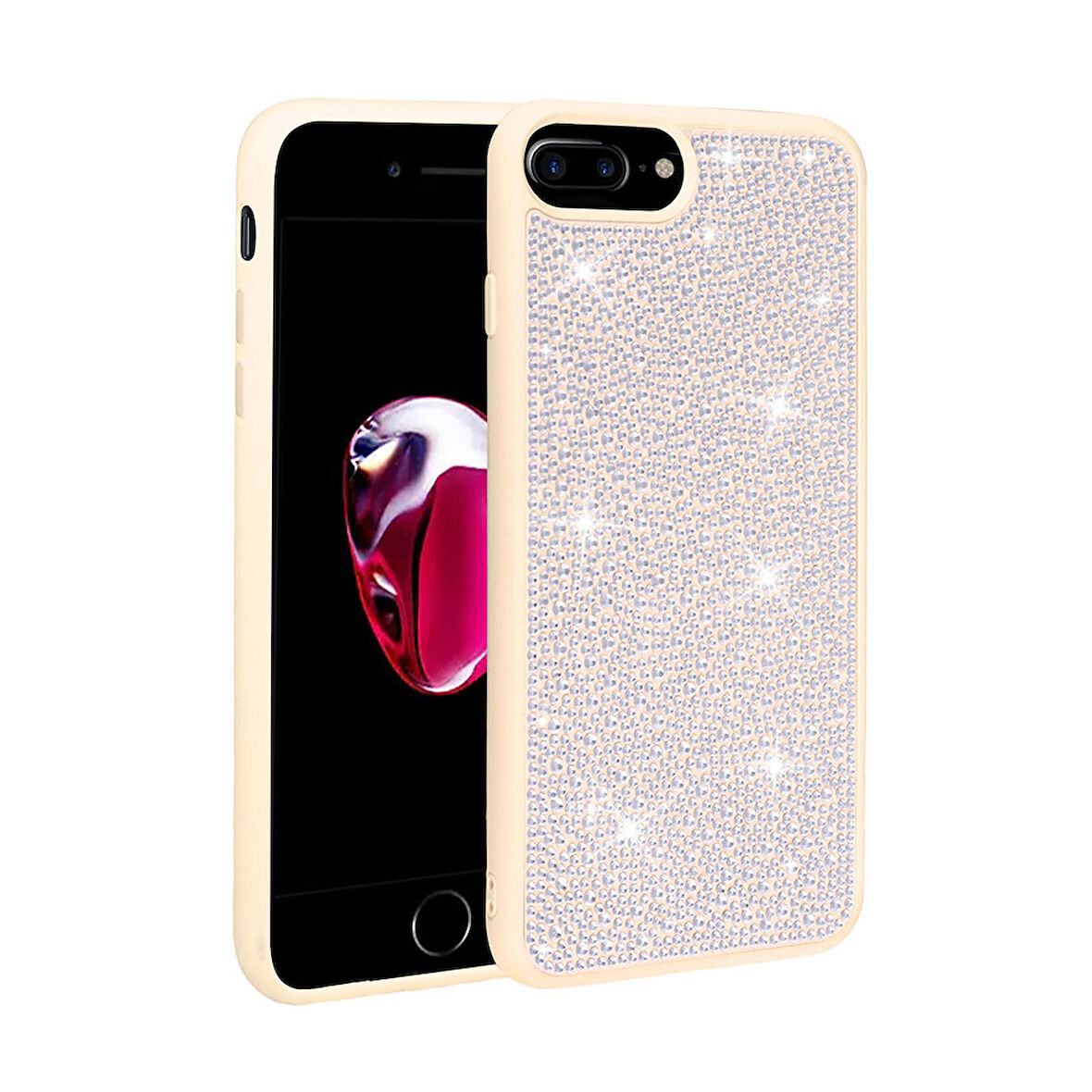 iPhone 8 Plus Kılıf Parlak Taşlı Tasarım Zore Ston Kapak -89013