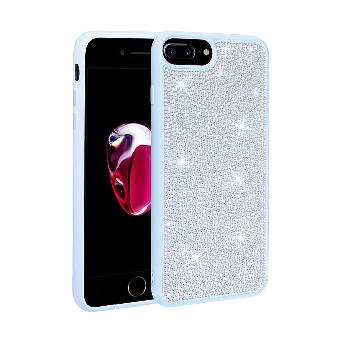 iPhone 7 Plus Kılıf Parlak Taşlı Tasarım Zore Ston Kapak -89005