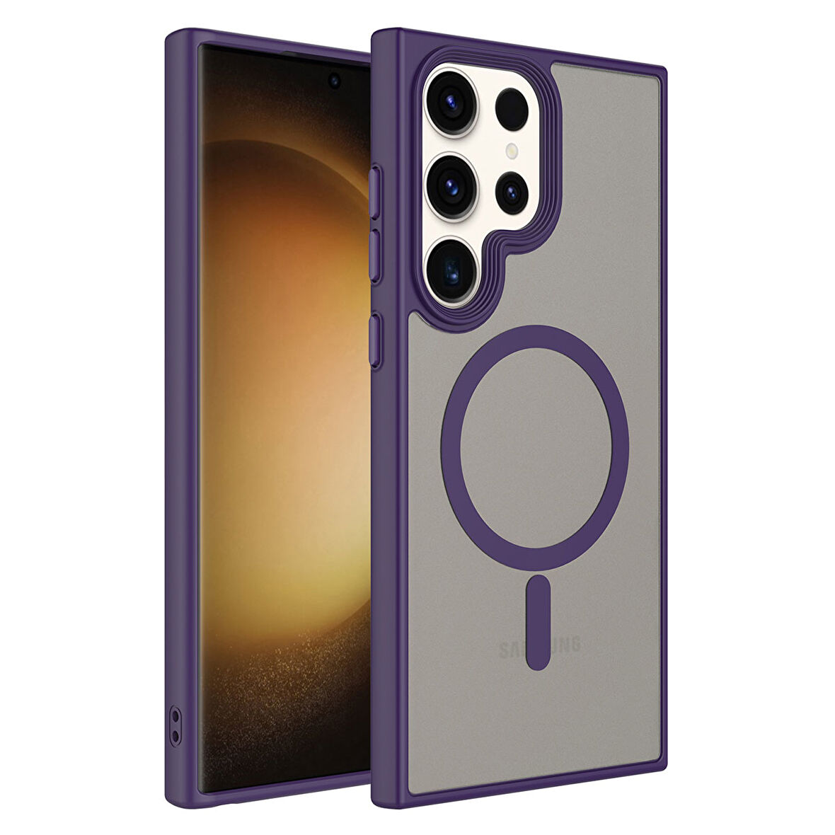 Galaxy S23 Ultra Uyumlu Mat Arka Yüzey Wireless Şarj Özellikli Zore Flet Magsafe Kılıf-Derin