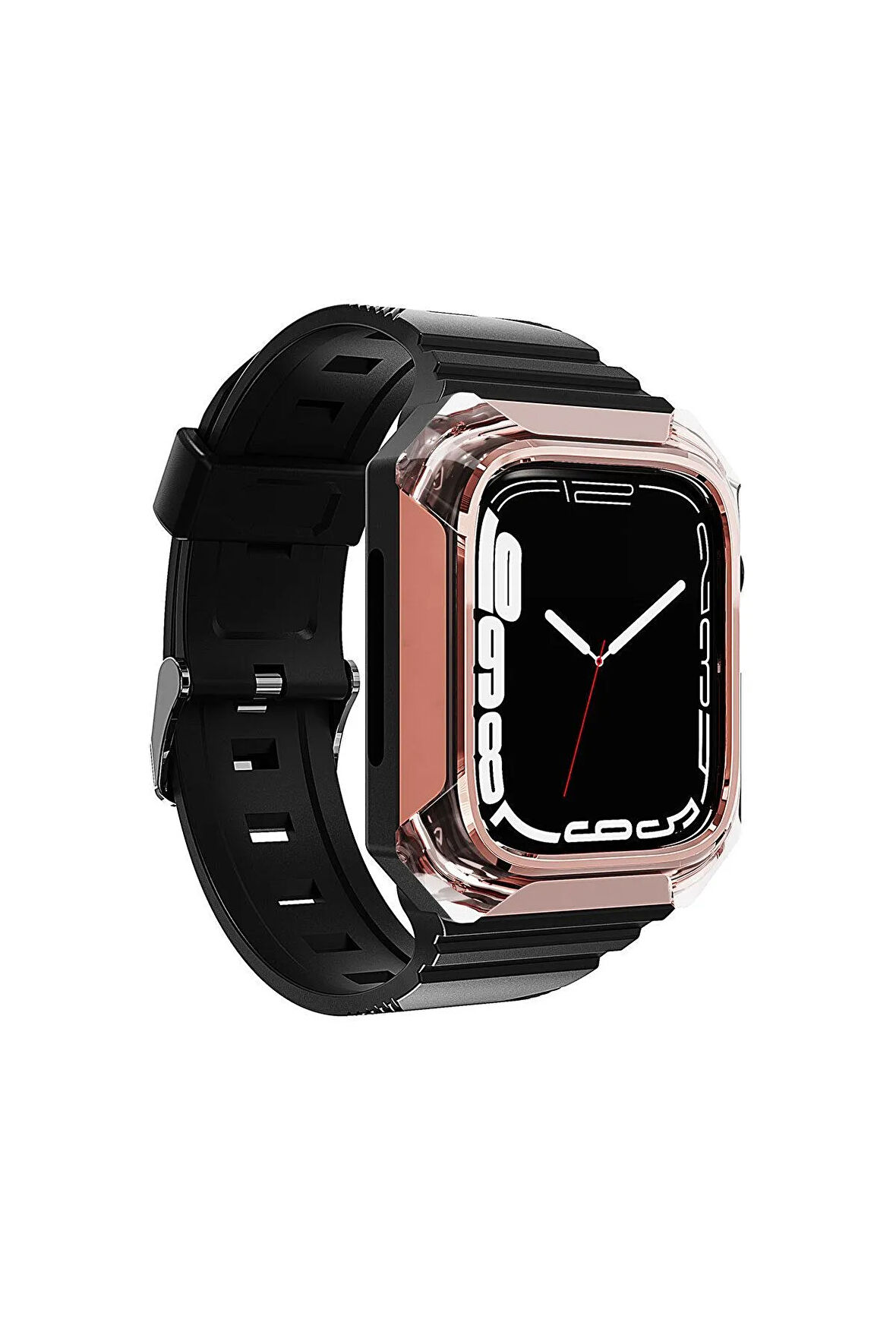 Apple Watch 44mm Uyumlu Krd-88 Sert Pc Kasa Koruyuculu Uyumlu Kordon-rose Gold
