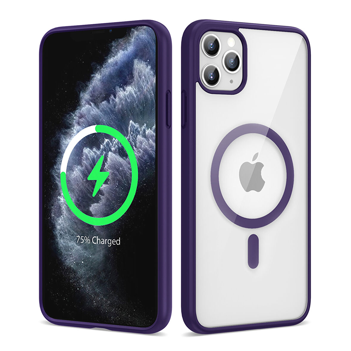 iPhone 11 Pro Max Uyumlu Magsafe Wireless Şarj Özellikli Silikon Zore Ege Kılıf-Derin Mor