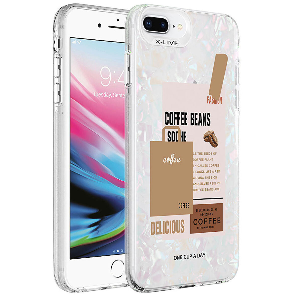 iPhone 7 Plus Uyumlu Mermer Desenli Zore Marbello Kapak-Kahverengi
