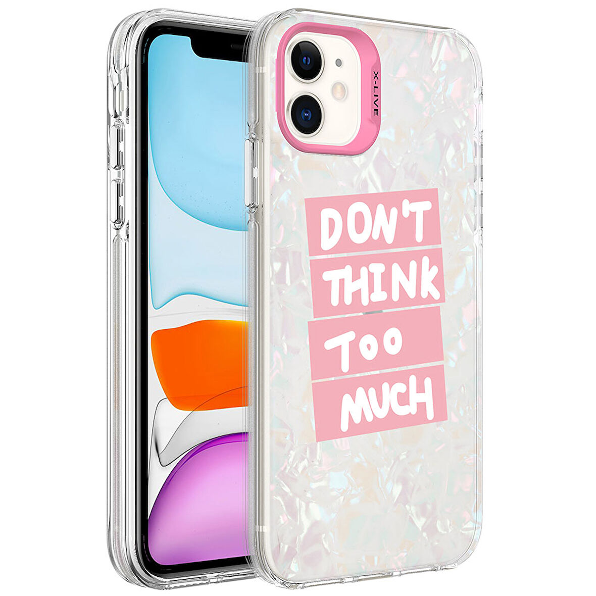 iPhone 12 Uyumlu Mermer Desenli Zore Marbello Kılıf-Pembe