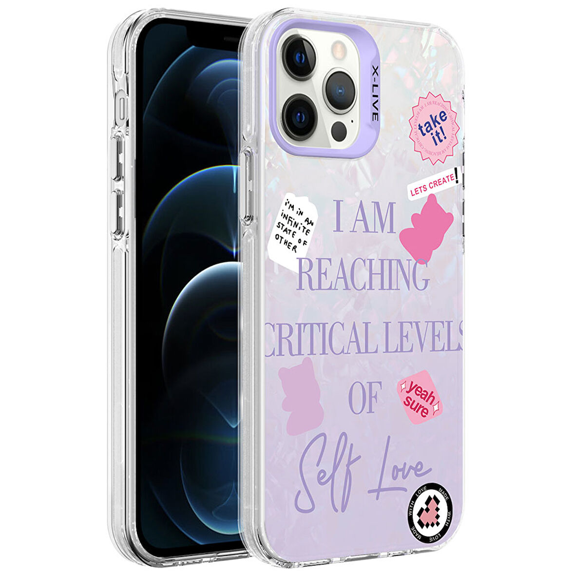 iPhone 12 Pro Uyumlu Mermer Desenli Zore Marbello Kılıf-Mor