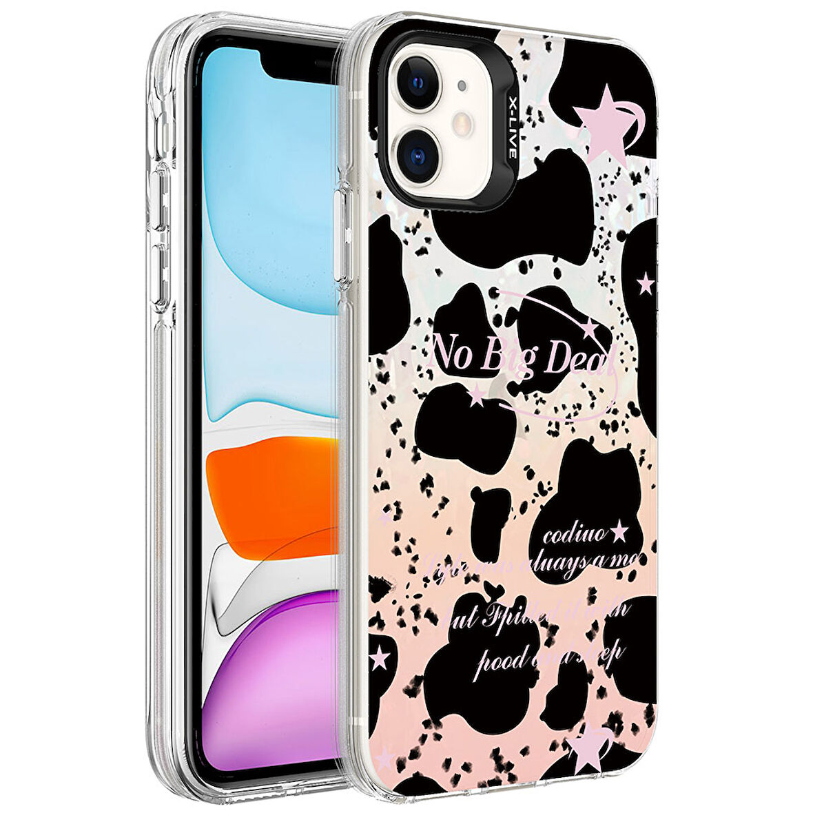 iPhone 12 Uyumlu Mermer Desenli Zore Marbello Kılıf-Siyah-Beyaz