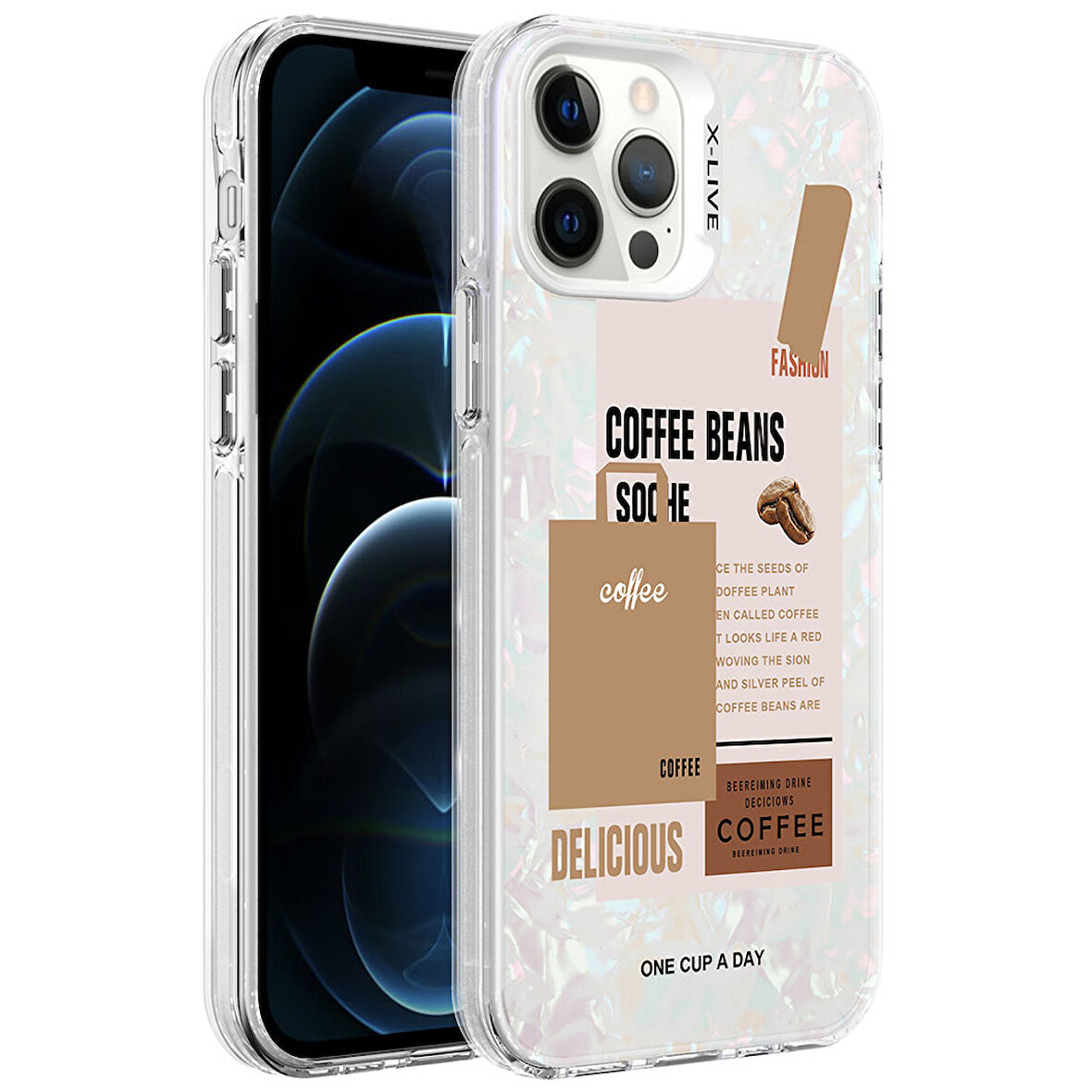 iPhone 12 Pro Max Uyumlu Mermer Desenli Zore Marbello Kılıf-Kahverengi