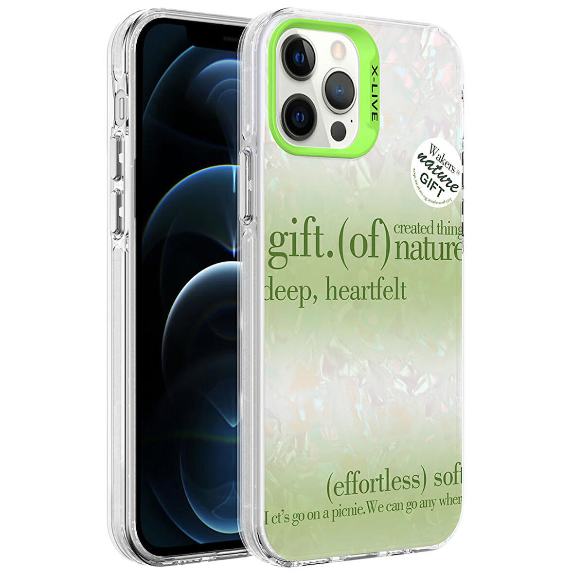 iPhone 12 Pro Max Uyumlu Mermer Desenli Zore Marbello Kapak-Yeşil