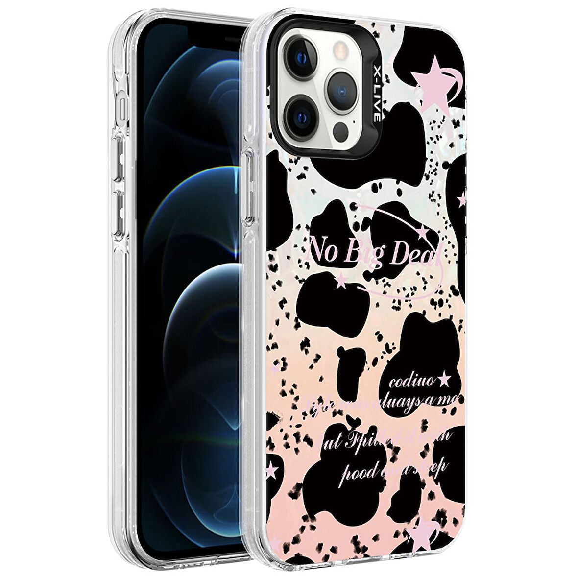 iPhone 12 Pro Max Uyumlu Mermer Desenli Zore Marbello Kılıf-Siyah-Beyaz