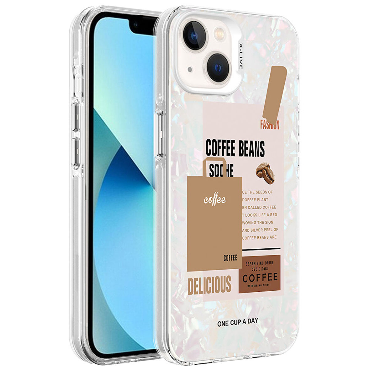 iPhone 13 Uyumlu Mermer Desenli Zore Marbello Kılıf-Kahverengi