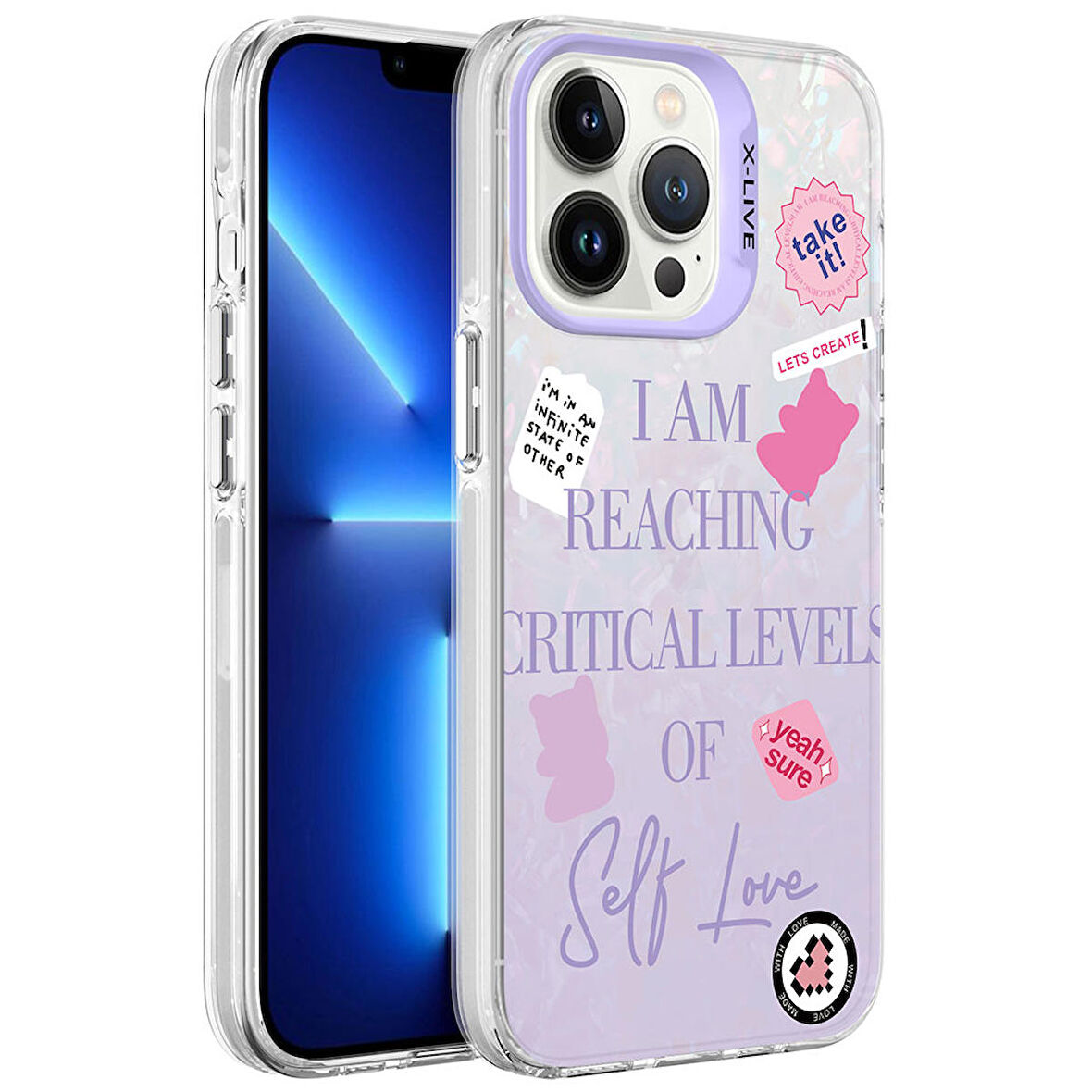 iPhone 13 Pro Uyumlu Mermer Desenli Zore Marbello Kapak-Mor