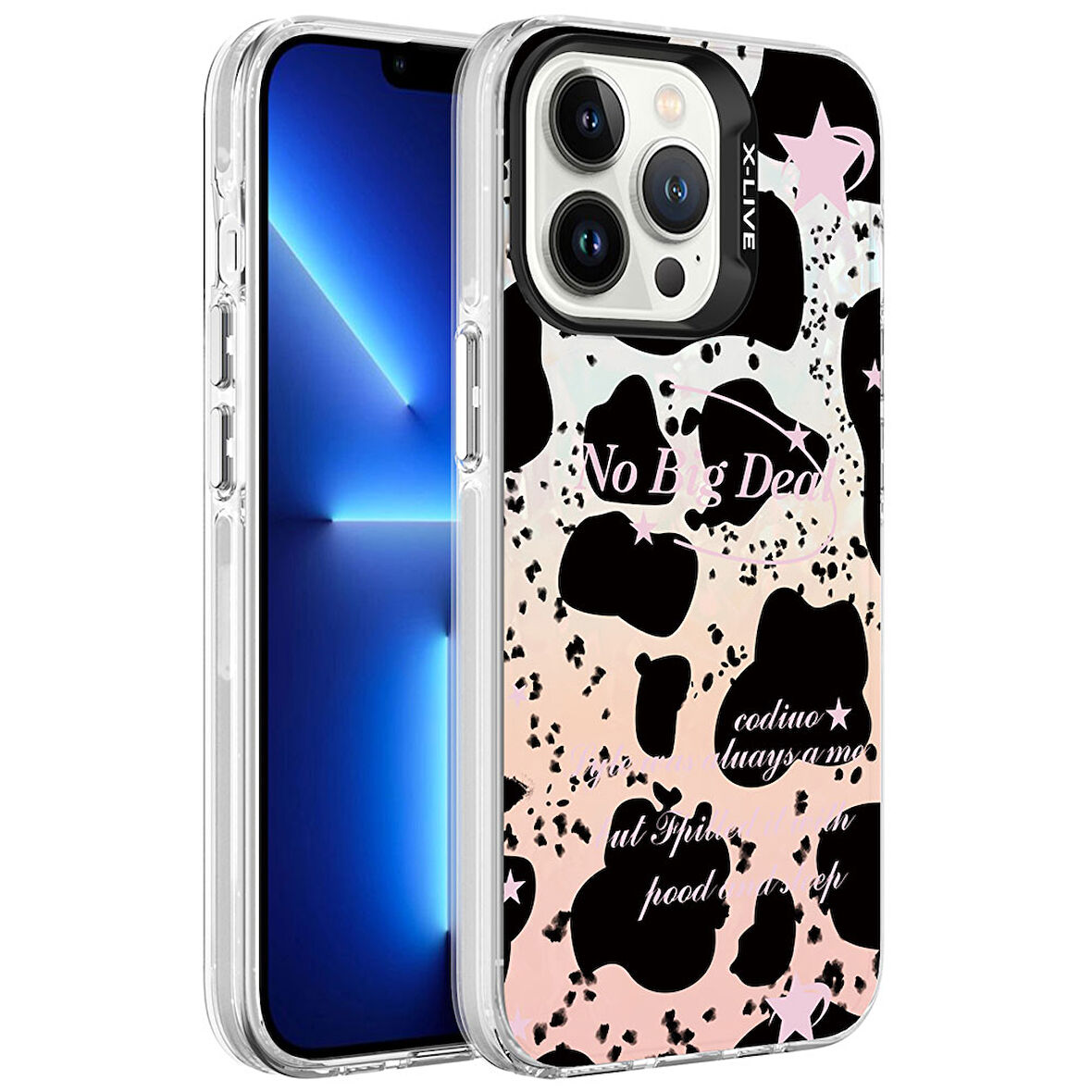 iPhone 13 Pro Max Uyumlu Mermer Desenli Zore Marbello Kılıf-Siyah-Beyaz