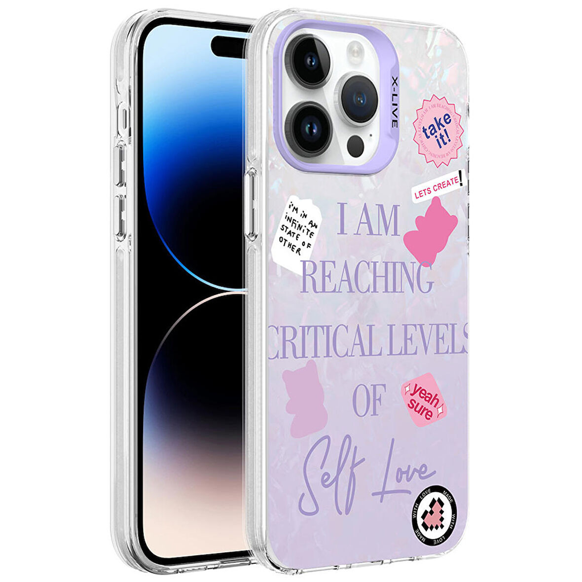 iPhone 14 Pro Max Uyumlu Mermer Desenli Zore Marbello Kapak-Mor