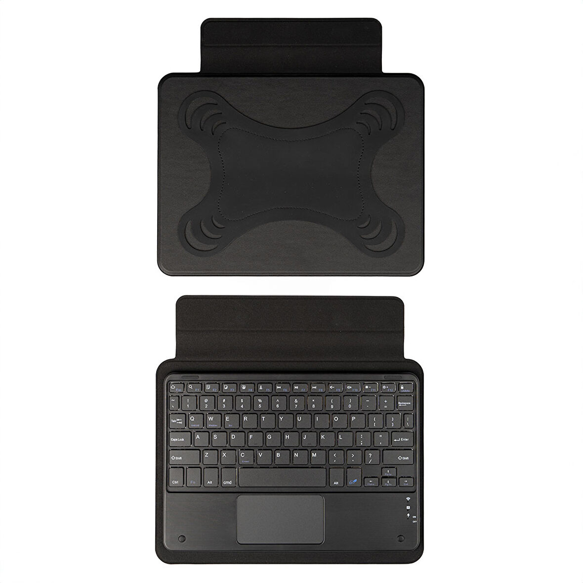 Uyumlu ​İNC Border Keyboard 10-11" inç Universal Bluetooh Bağlantılı Standlı Klavyeli Tablet Kılıfı-Siyah